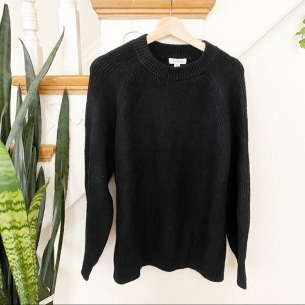 TOPSHOP black ribbed crew neck sweater sz 12 NWT